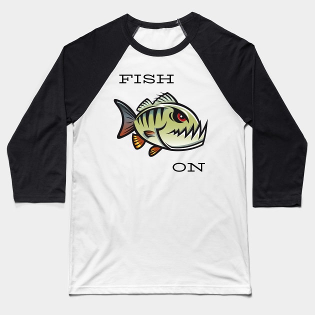 Fish on3 Baseball T-Shirt by Rickido